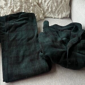 Dark Green Plaid PJ Set